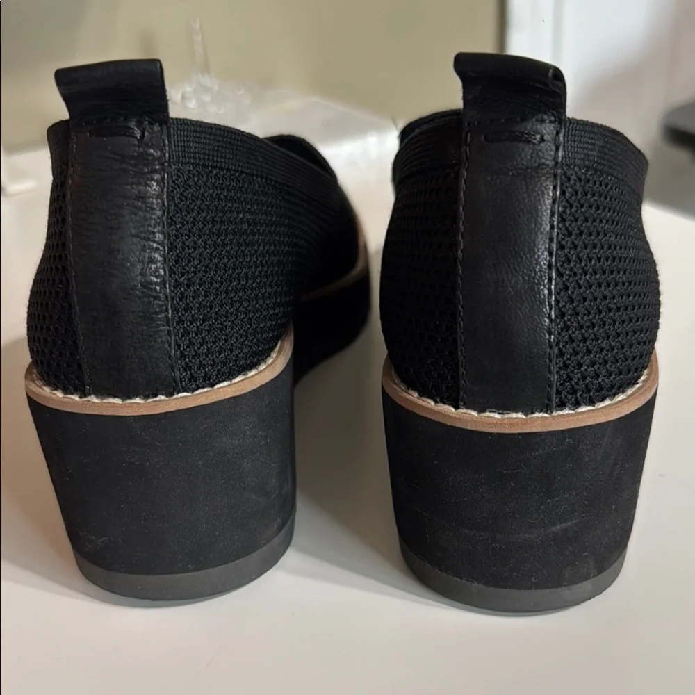 Eileen Fisher Black Knit Wedge Slip-On Loafers